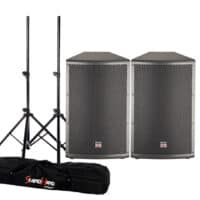 Audio Combo con Cabinas 15" + Par de trípodes - Envío Gratis