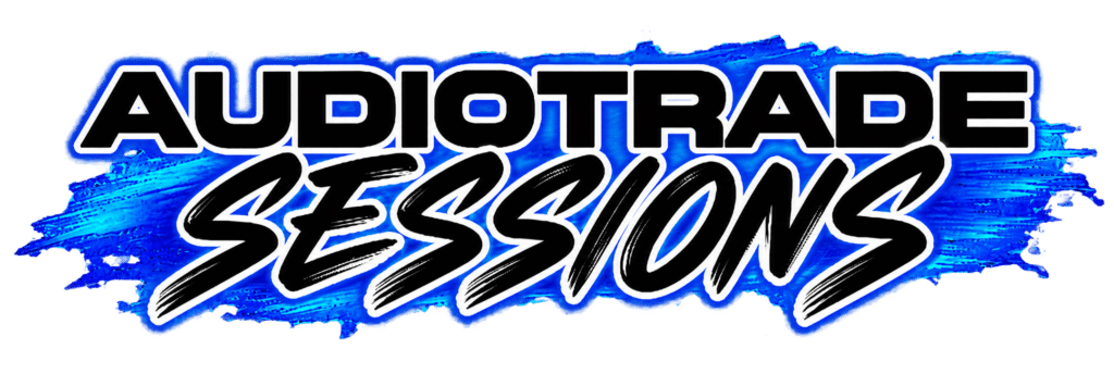 Logo tipografico Audiotrade Sessions en azul electrico